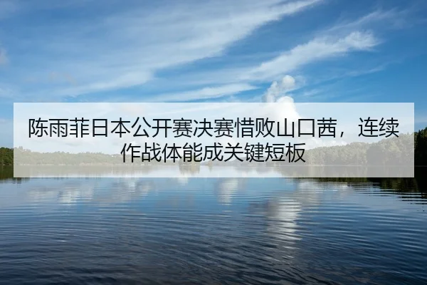 陈雨菲日本公开赛决赛惜败山口茜，连续作战体能成关键短板